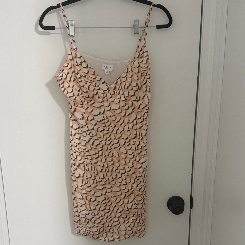 Le Lis Peach and Black Patterned Mini Dress
